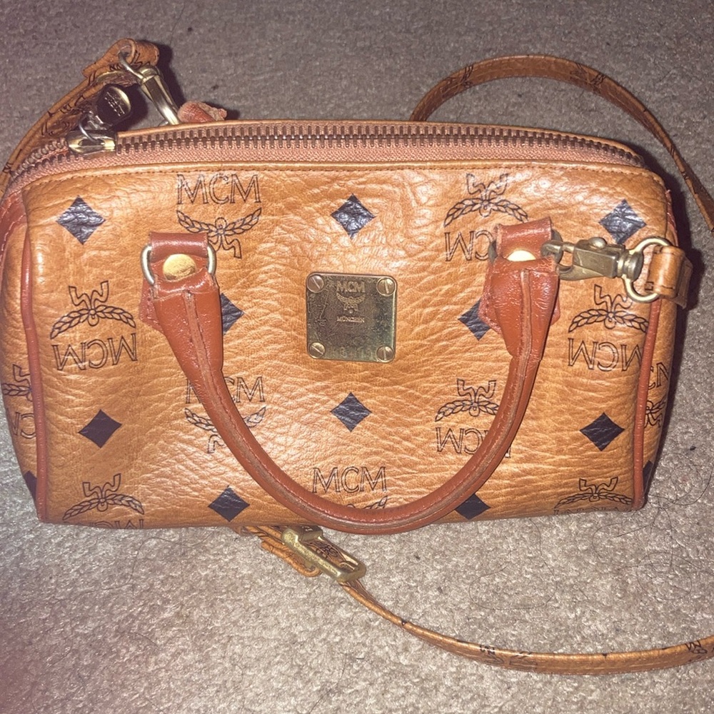 MCM Brown Crossbody Bag with Signature Visetos Print